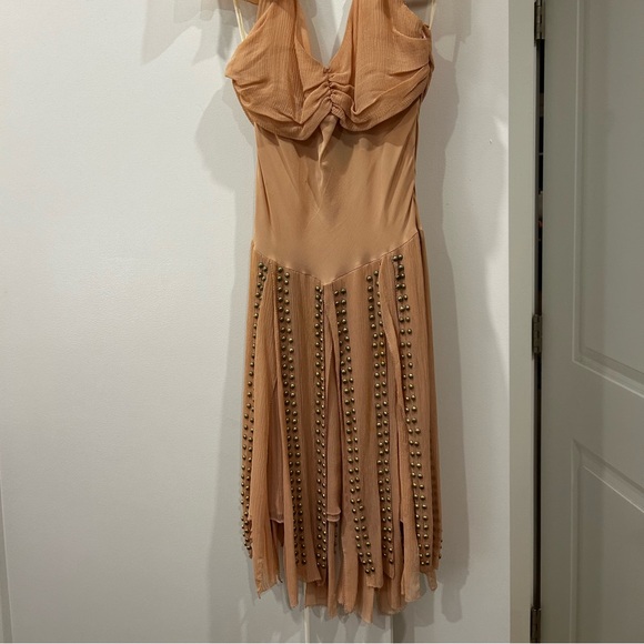 Rare | Sheri Blodell fluttery Pink dress with brass studs - Picture 2 of 3